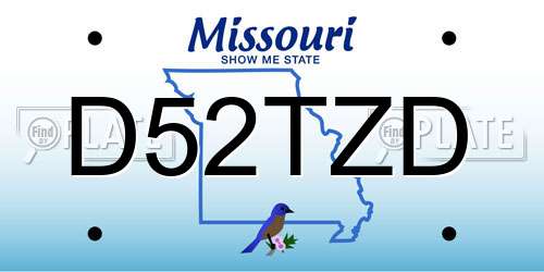 D52TZD Missouri License Plate