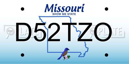D52TZO Missouri License Plate