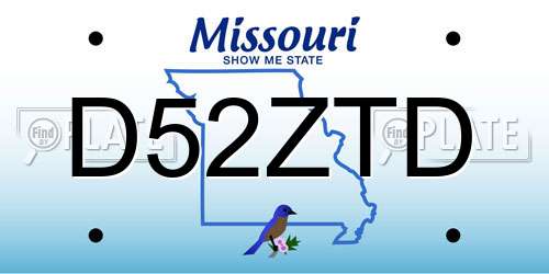 D52ZTD Missouri License Plate