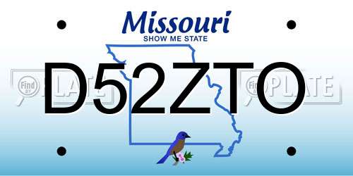D52ZTO Missouri License Plate