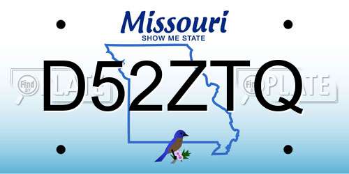D52ZTQ Missouri License Plate
