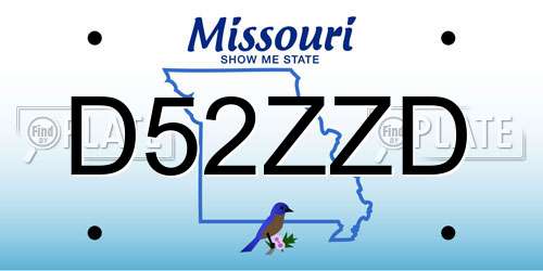 D52ZZD Missouri License Plate