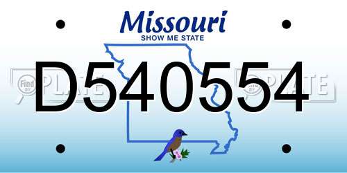 D540554 Missouri License Plate