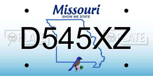 D545XZ Missouri License Plate
