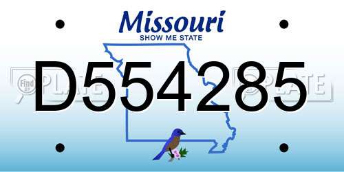 D554285 Missouri License Plate
