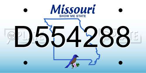 D554288 Missouri License Plate