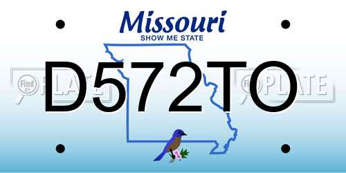 D572TO Missouri License Plate
