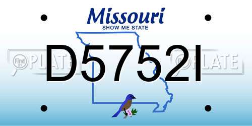 D5752I Missouri License Plate