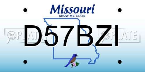 D57BZI Missouri License Plate