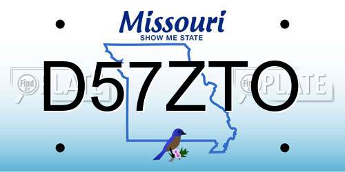 D57ZTO Missouri License Plate