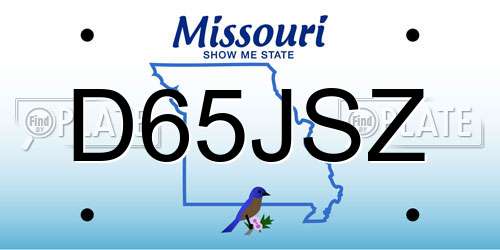 D65JSZ Missouri License Plate