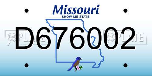 D676002 Missouri License Plate