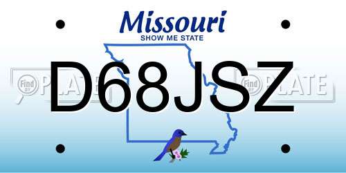 D68JSZ Missouri License Plate