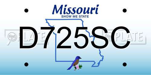 D725SC Missouri License Plate