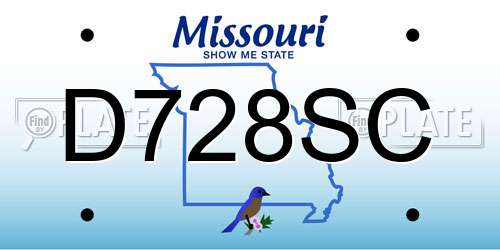D728SC Missouri License Plate