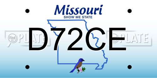 D72CE Missouri License Plate