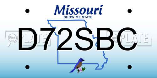 D72SBC Missouri License Plate