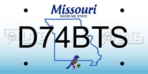 D74BTS Missouri License Plate