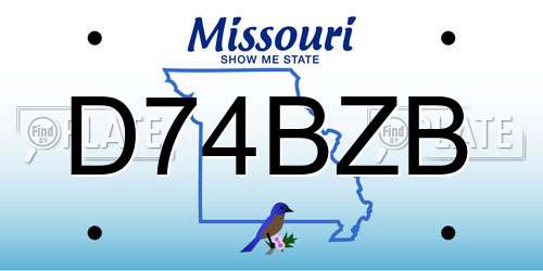 D74BZB Missouri License Plate