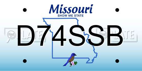 D74SSB Missouri License Plate