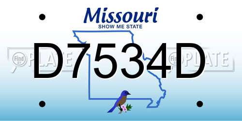 D7534D Missouri License Plate