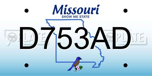 D753AD Missouri License Plate