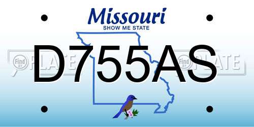 D755AS Missouri License Plate