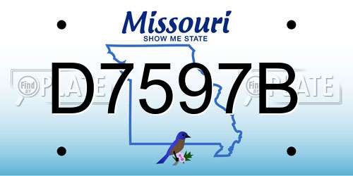 D7597B Missouri License Plate