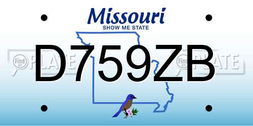 D759ZB Missouri License Plate