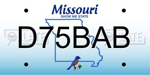 D75BAB Missouri License Plate
