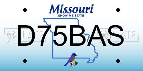 D75BAS Missouri License Plate