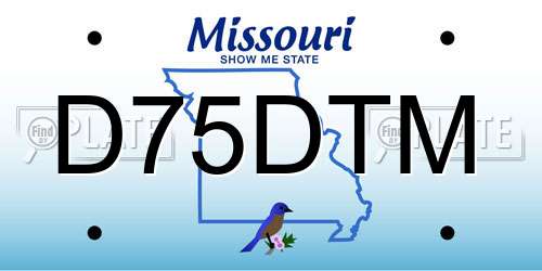D75DTM Missouri License Plate