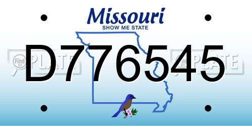 D776545 Missouri License Plate