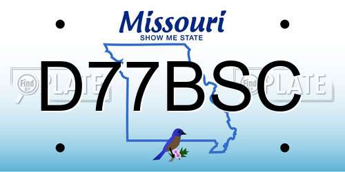 D77BSC Missouri License Plate