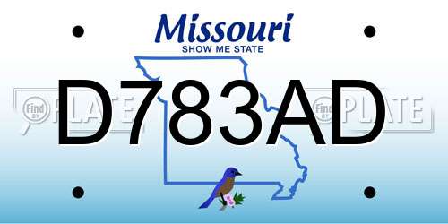 D783AD Missouri License Plate