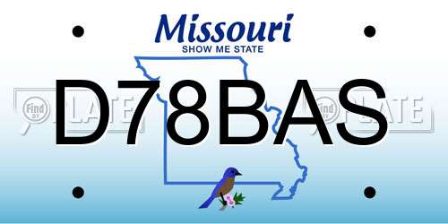 D78BAS Missouri License Plate