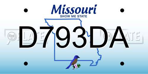 D793DA Missouri License Plate