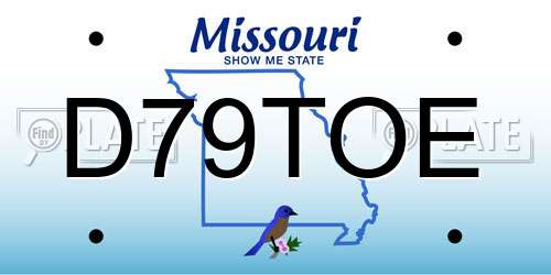 D79TOE Missouri License Plate