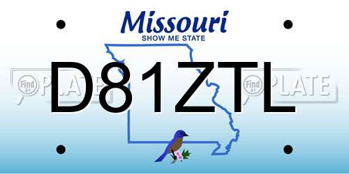 D81ZTL Missouri License Plate