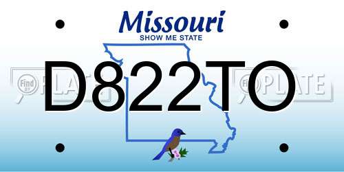 D822TO Missouri License Plate