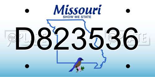 D823536 Missouri License Plate