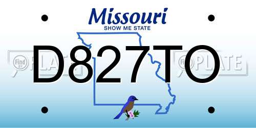 D827TO Missouri License Plate