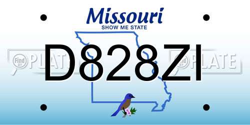 D828ZI Missouri License Plate
