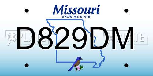 D829DM Missouri License Plate