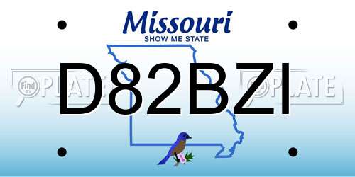 D82BZI Missouri License Plate