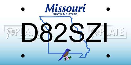 D82SZI Missouri License Plate