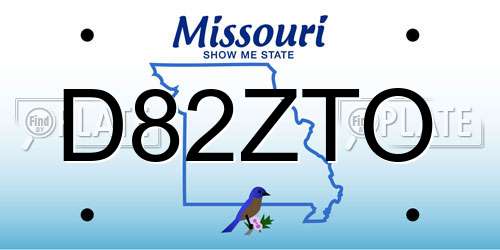 D82ZTO Missouri License Plate