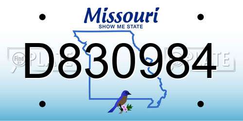 D830984 Missouri License Plate