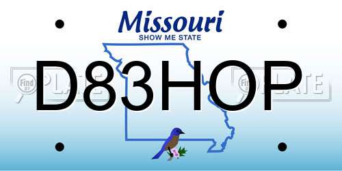 D83HOP Missouri License Plate