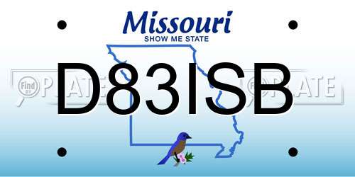 D83ISB Missouri License Plate